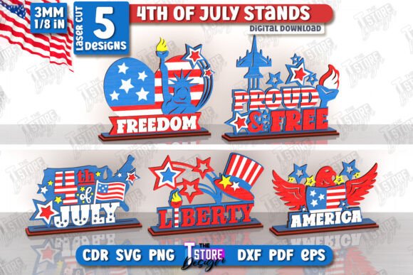 Download 4th of July Stands Laser Cut Bundle |CNC - Premium Resources