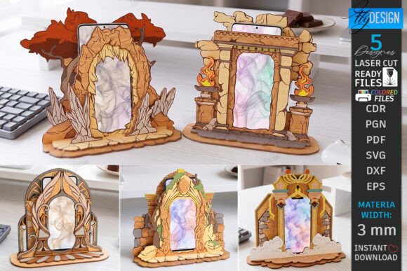 Download Magic Mirror Phone Stands Laser Cut Set - Premium Bundle