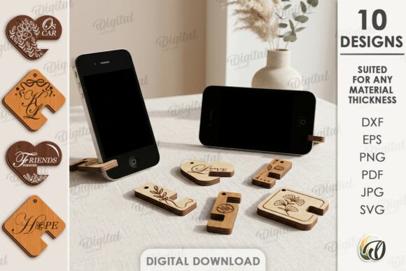 Download Keychain Phone Stands Bundle Laser Cut - Premium Resources