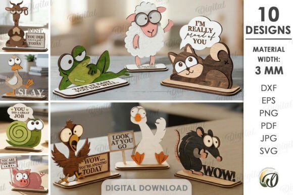 Download Funny Animals Stands Bundle Laser Cut - Premium Resources